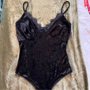 Black velvet body suit